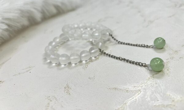 Frosted Elegance Bracelet with Green Drop Charm - Image 2