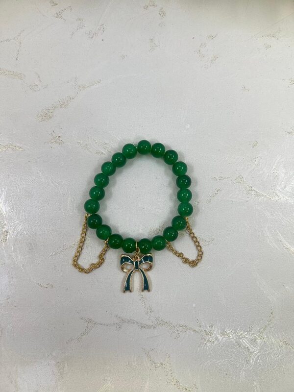 Emerald Green Bow Bead Bracelet | M.zylo - Image 2