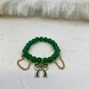 Emerald Green Bow Bead Bracelet | M.zylo