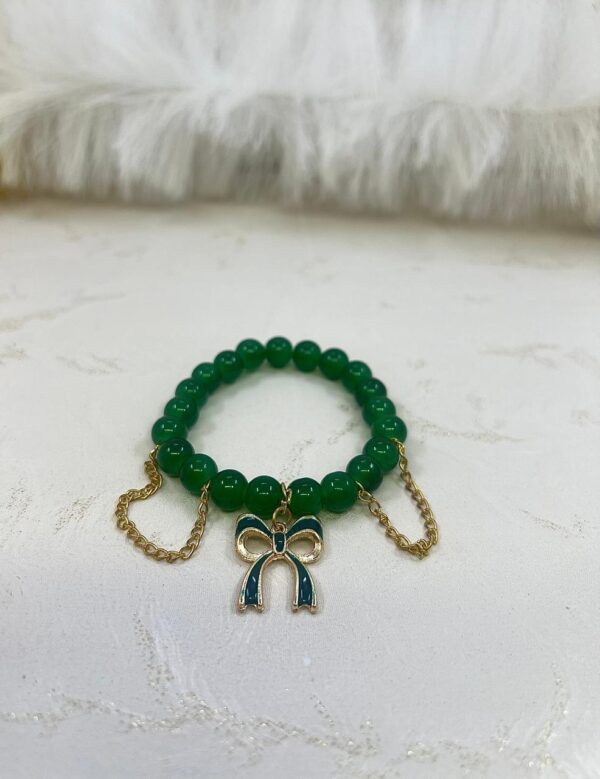 Emerald Green Bow Bead Bracelet | M.zylo