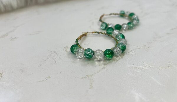 Emerald & Crystal Bead Hoop Earrings | M.zylo - Image 3