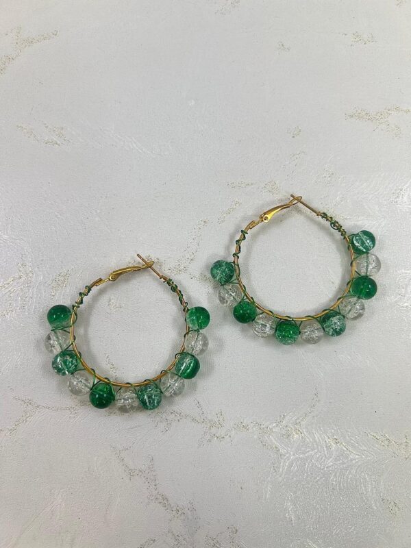 Emerald & Crystal Bead Hoop Earrings | M.zylo