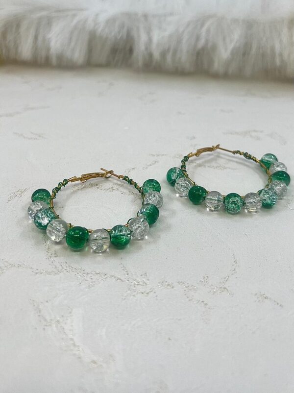 Emerald & Crystal Bead Hoop Earrings | M.zylo - Image 2