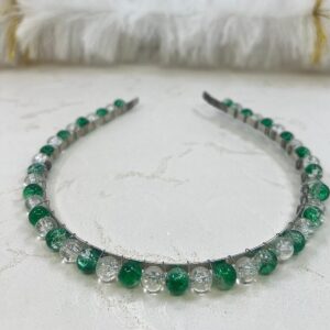 Green & White Beaded Headband | Azadi Special