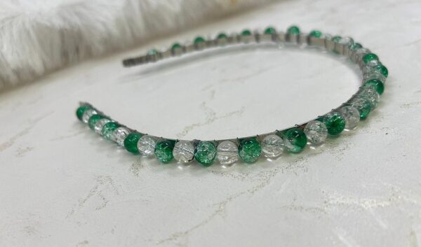 Green & White Beaded Headband | Azadi Special - Image 3