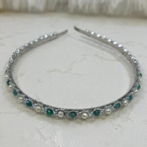 Emerald & Pearl Crystal Headband -