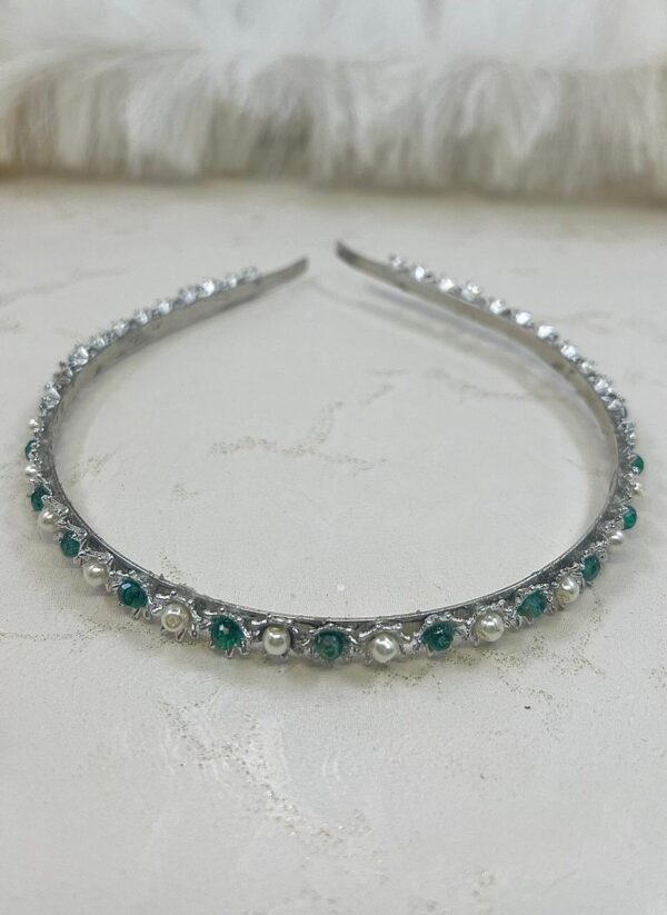 Emerald & Pearl Crystal Headband -