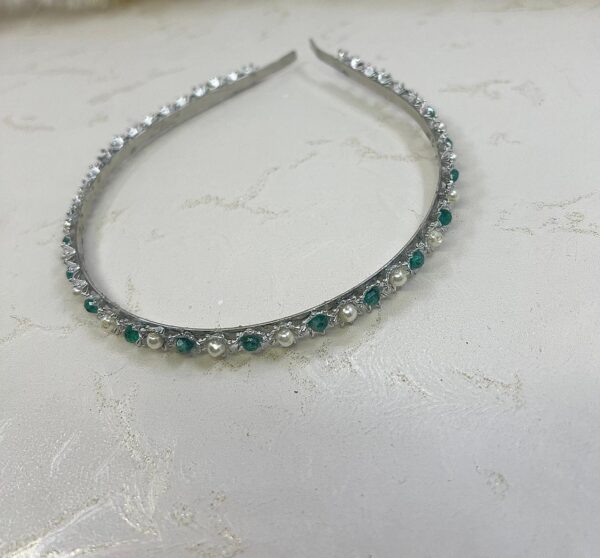 Emerald & Pearl Crystal Headband - - Image 3