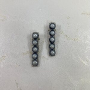 Gunmetal Grey Beaded Bar Hairclips | M.zylo