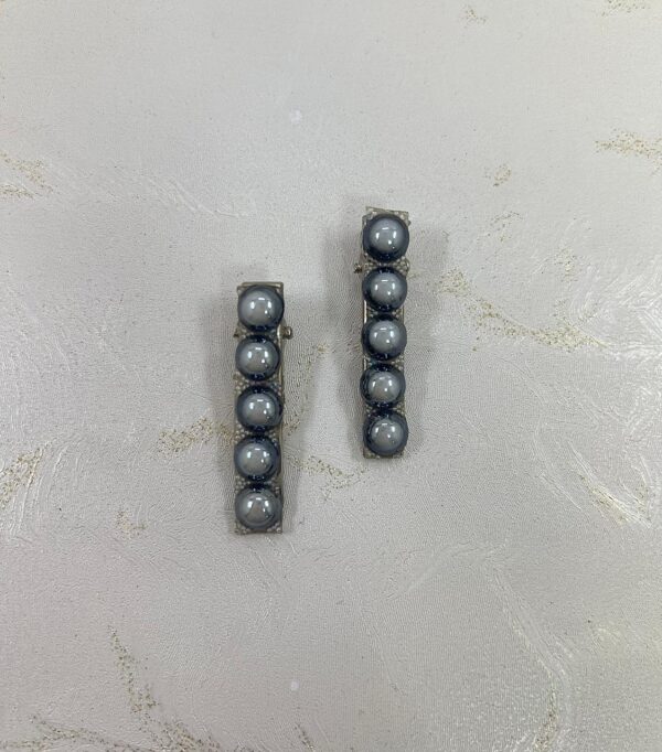 Gunmetal Grey Beaded Bar Hairclips | M.zylo