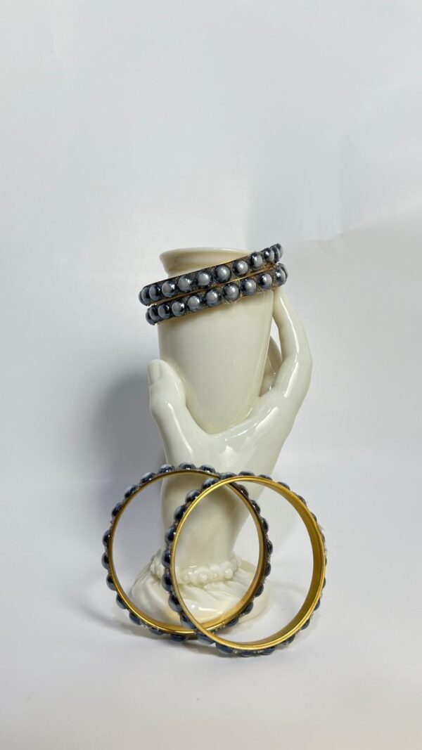Golden Grace Bangles with Metallic Grey Stones | M.zylo - Image 2