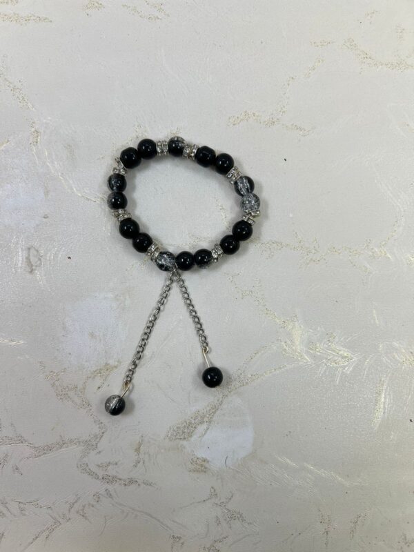 Black Beaded Bracelet with Dangle Charm - M.Zylo ✨ - Image 2