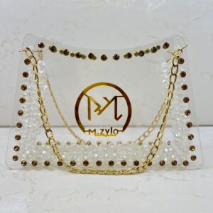 M.Zylo Crystal & Gold Chain Bag - Customizable Fashion Accessory ✨