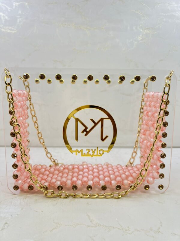 Pink Crystal & Gold Chain Bag - Customizable Fashion Accessory ✨