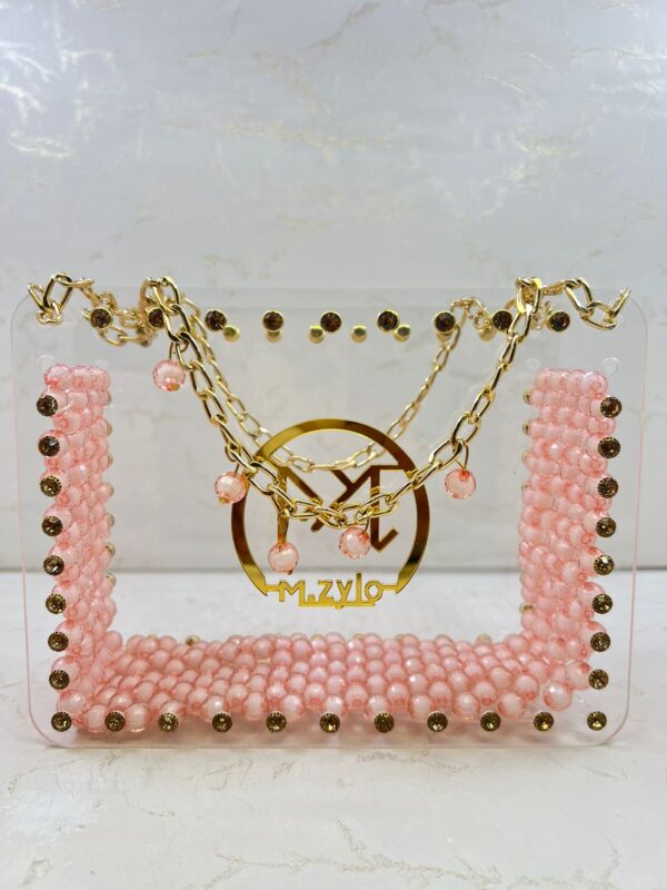 Pink Crystal & Gold Chain Bag - Customizable Fashion Accessory ✨ - Image 2
