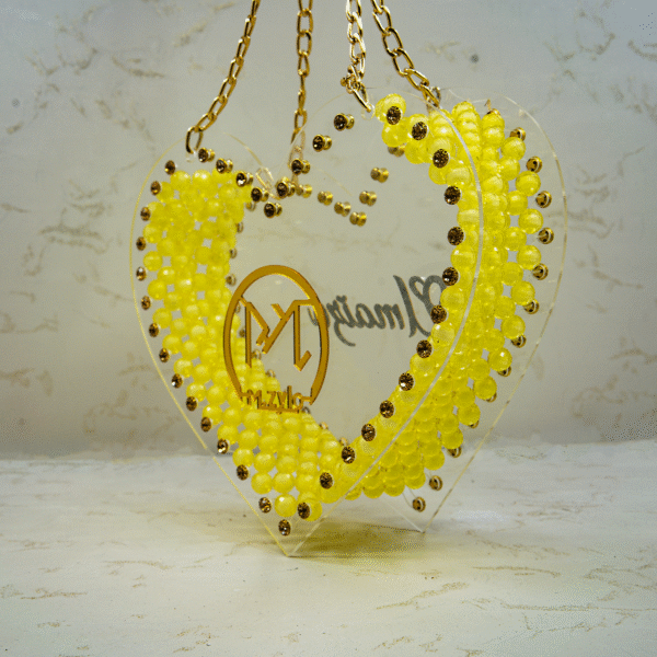 M.Zylo Yellow Heart Crystal Bag - Customizable Fashion Accessory ✨ - Image 3