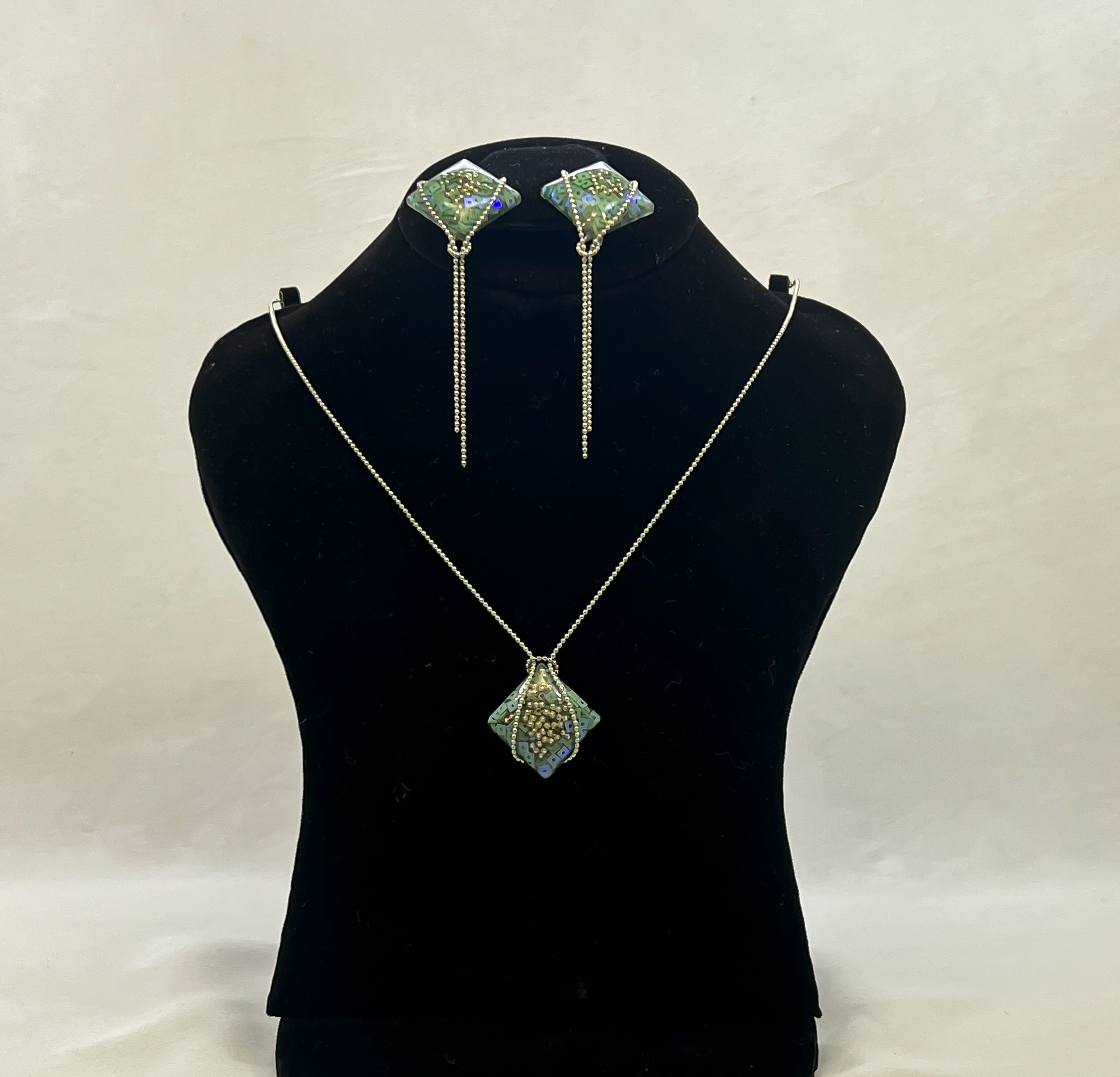 Mystic Ocean Glow Set – Statement Necklace & Drop Earring Handmade Resin Jewelry