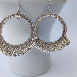 Silver Hoop Earrings with Pearl Drops – M.Zylo Ethnic Jhumka