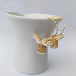 Pearl Hoop Jhumka Gold Tone with Pearl Drops Earrings - M.Zylo
